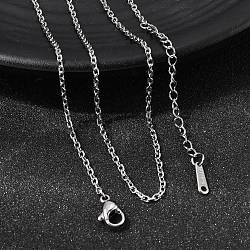 12Pcs 304 Stainless Steel Cable Chain Necklaces for Men Women, Tarnish Free, Stainless Steel Color, 20.47 inch(52cm), 1.7mm(NJEW-H093-21P-01)