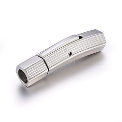 304 Stainless Steel Bayonet Clasps, Tube, Stainless Steel Color, 29x6.5x6.5mm, Hole: 4mm(STAS-E440-12B-P)