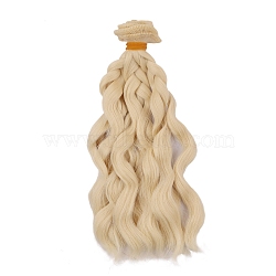 Plastic Long Curly Hair Doll Wig Hair, for DIY Girls BJD Makings Accessories, Pale Goldenrod, 1000x150mm(PW-WG37767-09)