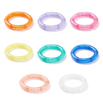 9Pcs 9 Color Candy Color Acrylic Curved Tube Chunky Stretch Bracelets Set for Women, Mixed Color, Inner Diameter: 2 inch(5.1cm), 1Pc/color