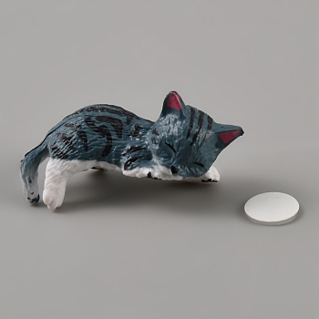 PVC Cat Display Decorations, for Home Office Desk Decoration, Steel Blue, 42x16x13mm