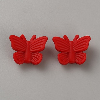 Butterfly Food Grade Eco-Friendly Silicone Focal Beads, Red, 24.5x31x13.5mm, Hole: 2.2mm