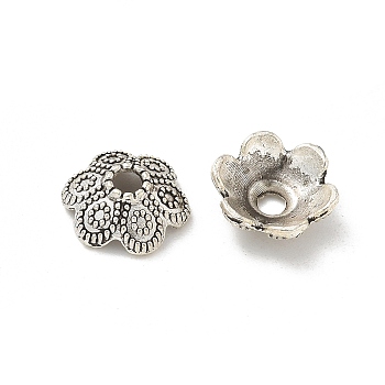 Tibetan Style Alloy Beads, Cadmium Free & Lead Free, Flower, Antique Silver, 11x4mm, Hole: 2mm, about 1639pcs/1000g