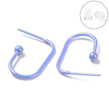Hypoallergenic Bioceramics Zirconia Ceramic Oval Stud Earrings, Half Hoop Earrings, No Fading and Nickel Free, Cornflower Blue, 25x3.5x15mm