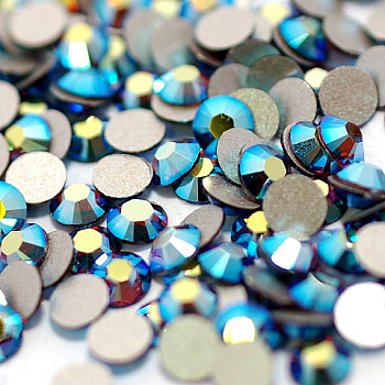 Glass Flat Back Rhinestone, Grade A, Back Plated, Faceted, AB Color, Half Round, Smoked Topaz, SS16, 3.8~4.0mm, 1440pcs/bag