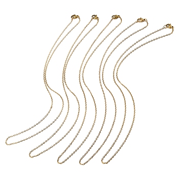 5Pcs 304 Stainless Steel Cable Chain Necklaces Set for Men Women, Golden, 17.72 inch(450mm)