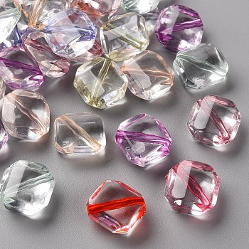 Transparent Acrylic Beads, Rhombus, Mixed Color, 13x13x3mm, Hole: 1.6mm, Side Length: 12x12mm