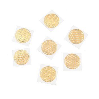 Self Adhesive Brass Stickers, Scrapbooking Stickers, for Epoxy Resin Crafts, Flower of Life Pattern, Golden, 20mm