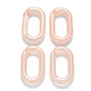 Transparent Acrylic Linking Rings, Quick Link Connectors, For Jewelry Chains Making, AB Color Plated, Imitation Gemstone Style, Oval, Light Salmon, 37.5x23x6mm, Inner Diameter: 25.5x11mm