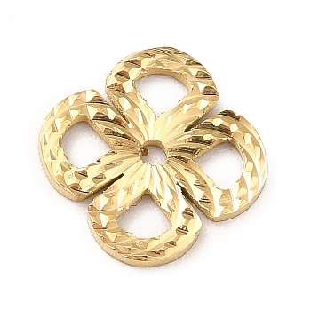 304 Stainless Steel Spacer Beads, Textured, Flower, Real 14K Gold Plated, 12x12x1mm, Hole: 1.2mm