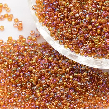 12/0 Round Glass Seed Beads, Grade A, Transparent Colours Rainbow, Chocolate, 1.8~2.0mm, Hole: 0.8mm, about 28000pcs/pound