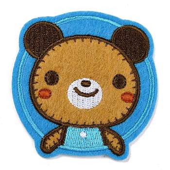 Computerized Embroidery Cloth Iron on/Sew on Patches, Costume Accessories, Appliques, Bear, Orange, 56x55mm