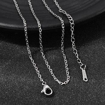 12Pcs 304 Stainless Steel Cable Chain Necklaces for Men Women, Tarnish Free, Stainless Steel Color, 20.47 inch(52cm), 1.7mm