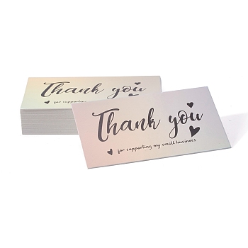 Laser Thank You Card, for Decorations, Rectangle, Colorful, Word, 90x50x0.3mm, 50pcs/bag