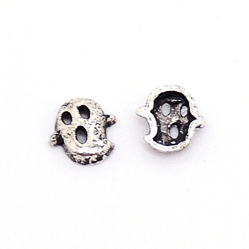Halloween Themed Alloy Cabochons, Nail Art Decoration Accessories for Women, Cadmium Free & Lead Free, Ghost, Antique Silver, 5x5x1.5mm, about 100pcs/bag