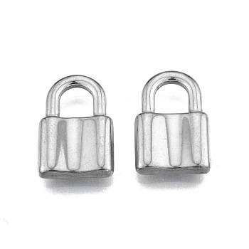 201 Stainless Steel Pendants, Lock, Stainless Steel Color, 19x12.5x3mm, Hole: 5.5x6mm