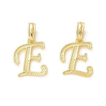 Rack Plating Eco-Friendly Brass Letter Pendants, Real 18K Gold Long-Lasting Plated, Cadmium Free & Lead Free, Letter.E, 17x14x1.5mm, Hole: 6.5x3.3mm