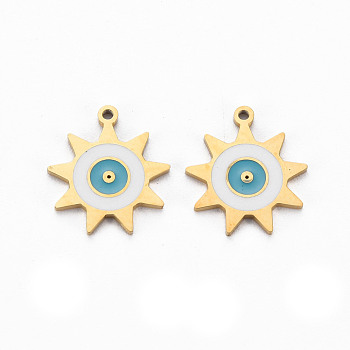 Ion Plating(IP) 316 Surgical Stainless Steel Enamel Charms, Laser Cut, Cadmium Free & Nickel Free & Lead Free, Flower, Golden, 12x12x1mm, Hole: 1mm