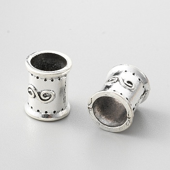 Alloy European Beads, Large Hole Beads, Column, Antique Silver, 13x15.5mm, Hole: 9.8mm