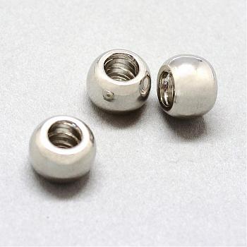 Alloy European Beads, Large Hole Beads, Rondelle, Platinum, 8x5.5mm, Hole: 4mm