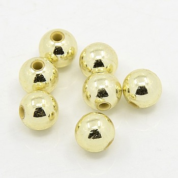 Plating Plastic Acrylic Round Beads, Light Golden Plated, 5mm, Hole: 1mm, about 7000pcs/pound