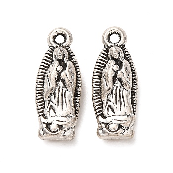 Tibetan Style Alloy Pendants, Virgin Mary Charms, Antique Silver, 15x6x3.5mm, Hole: 1.2mm, about 1250pcs/1000g