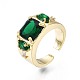 Зеленое кубическое циркониевое прямоугольное массивное открытое кольцо-манжета для женщин(RJEW-N035-095)-3