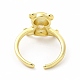 Glass Bear with Heart Open Cuff Ring(KK-A180-39G)-3