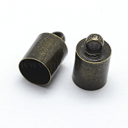 Brass Cord Ends, End Caps, Nickel Free, Antique Bronze, 10x6mm, Hole: 2mm, Inner Diameter: 5.5mm(X-KK-D219-11x6-AB-NF)
