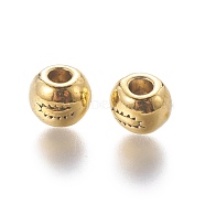 Tibetan Style Alloy Beads, Antique Golden Color, Cadmium Free & Nickel Free & Lead Free, Round, Size: about 7mm in diameter, hole: 3mm(X-GLF0239Y-NF)