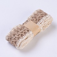 Burlap Ribbon, Hessian Ribbon, Jute Ribbon, for Jewelry Making, Tan, 35mm, about 2m/roll(OCOR-TAC0005-01A)