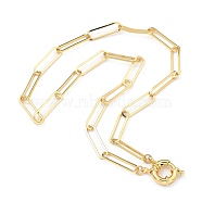 304 Stainless Steel Paperclip Chain Necklaces, with Brass Spring Clasps, Golden, 17.79 inch(45.2cm) (X-NJEW-JN03066-01)