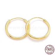 925 Sterling Silver Hoop Earrings, Ring, Golden, 19x1.7mm, Pin: 0.6mm(EJEW-H110-02G-C)