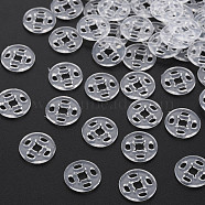 Transparent Resin Snap Fasteners, Flat Round, Clear, 10x3.5mm, Hole: 1.2mm(BUTT-N018-008-01)