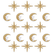40Pcs 2 Style Computerized Embroidery Cloth Iron on/Sew on Patches, Appliques, Costume Accessories, Moon with Star, Gold, 20pcs/style(DIY-BT0001-21)
