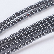 Non-magnetic Synthetic Hematite Beads Strands, Round, Black, Size: about 2mm in diameter, hole: 0.6mm, about 191pcs/strand(X-G-H1074-1)