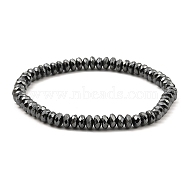 Synthetic Non-Magnetic Hematite Beaded Bracelets, Faceted Rondelle, Inner Diameter: 2 inch(5.2cm)(BJEW-E084-02B)