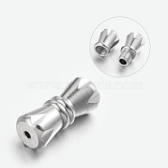 304 Stainless Steel Screw Clasps, Column, Stainless Steel Color, 11.5x5mm, Hole: 0.7~1mm(X-STAS-L135-03)