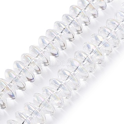 Transparent Electroplate Glass Beads Strands, AB Color Plated, Abacus, Clear AB, 10x4.5mm, Hole: 1.5mm, about 88pcs/strand, 14.76 inch(37.5cm)(EGLA-N012-19C)