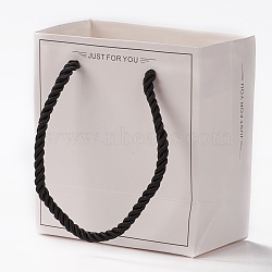 Kraft Paper Bags, with Handles, for Gift Bags and Shopping Bags, Rectangle, White, 12x11x6cm(CARB-P005-04)