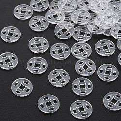 Transparent Resin Snap Fasteners, Flat Round, Clear, 10x3.5mm, Hole: 1.2mm(BUTT-N018-008-01)