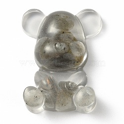 Resin Display Decorations, with Natural Labradorite Chips Inside, Bear, 53.5~53.8x41~41.5x17.5~21mm(DJEW-H001-B35)