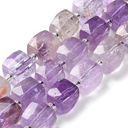 Natural Amethyst Beads Strands, with Seed Beads, Cube, Faceted, 9.5~11x9.5~10.5x9.5~10.5mm, Hole: 1.2mm, about 29pcs/strand, 15.35~15.67''(39~39.8cm)(G-B065-A07)