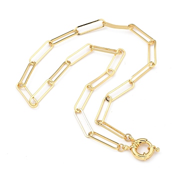 304 Stainless Steel Paperclip Chain Necklaces, with Brass Spring Clasps, Golden, 17.79 inch(45.2cm) 