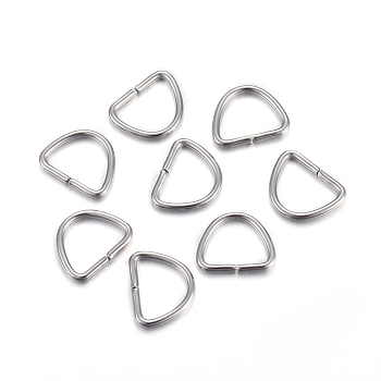 304 Stainless Steel D Rings, Buckle Clasps, For Webbing, Strapping Bags, Garment Accessories, Stainless Steel Color, 7.5x9.5x1mm, Inner Size: 5.5x7.5mm