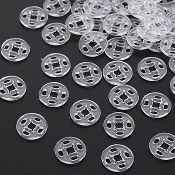 Transparent Resin Snap Fasteners, Flat Round, Clear, 10x3.5mm, Hole: 1.2mm