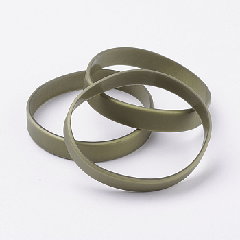 Silicone Wristbands Bracelets, Cord Bracelets, Olive, 2-1/2 inch(63mm), 12x2mm
