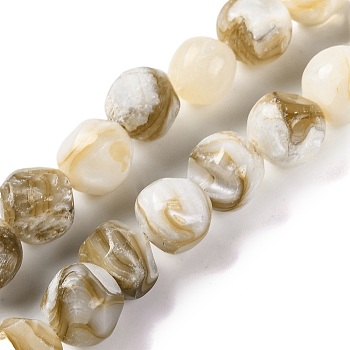 Natural Freshwater Shell Beads Strands, Irregular Round Bead, Dark Khaki, 7~10x5~9mm, Hole: 0.8mm, about 43~44pcs/strand, 14.76~14.96''(37.5~38cm)