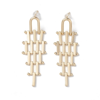 Brass Beaded Rhombus Chandelier Earrings for Women, Golden, 54x18.5mm, Pin: 0.7mm