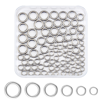 60Pcs 6 Style 201 Stainless Steel Fishing Rod Guide Round Rings, Fishing Rod Repair Parts, Stainless Steel Color, 5~10.5x0.8~1.5mm, Inner Diameter: 2.7~6.8mm, 10pcs/style